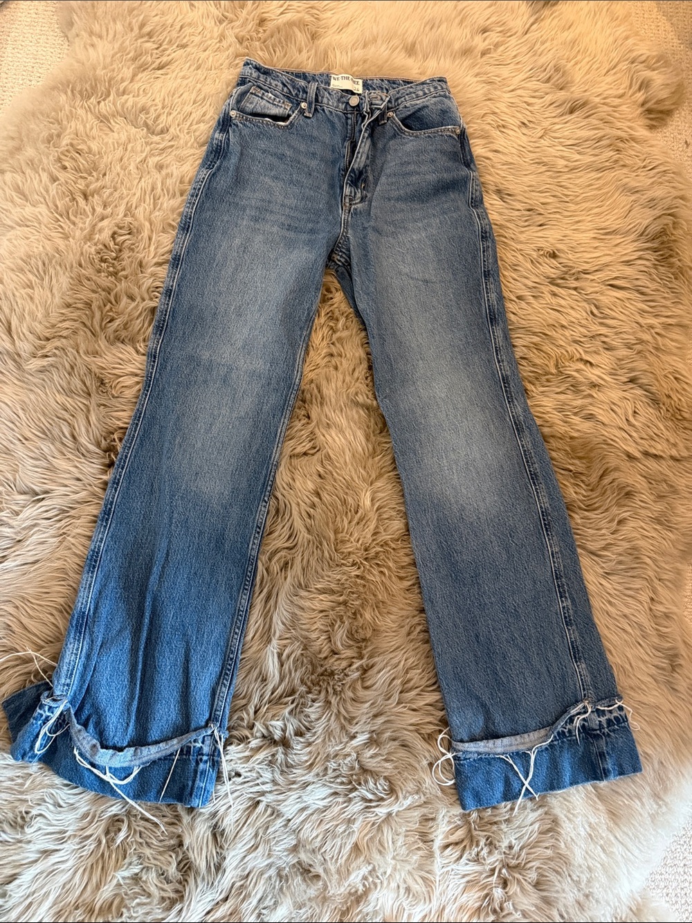 We The Free Distressed Wide-Leg Jeans in Medium Blue